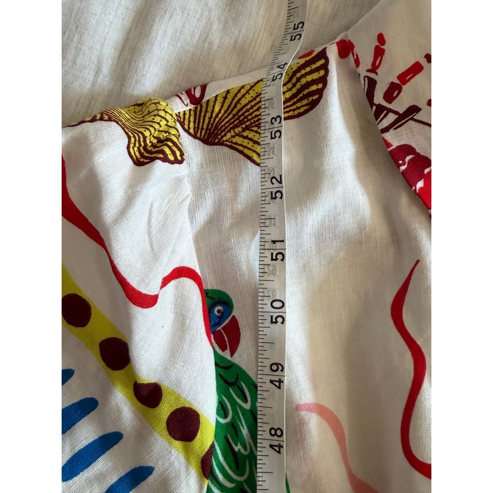 Boden Clara Linen Maxi Shirt Dress Womens 12 White Lobster Pineapple Belted - Picture 11 of 12